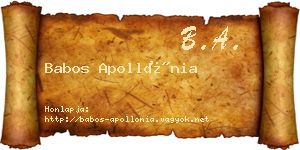 Babos Apollónia névjegykártya
